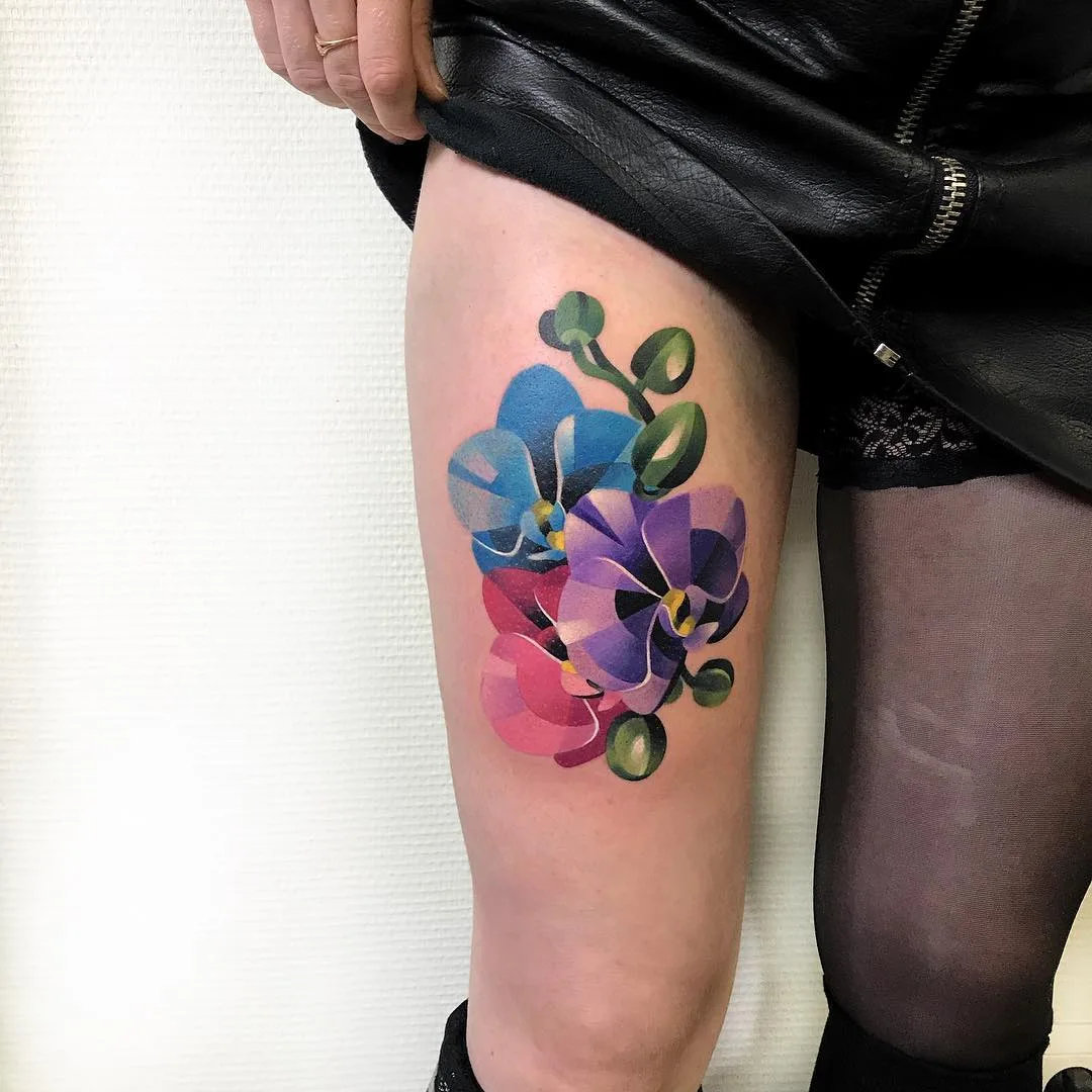 Artista del tatuaggio Natalya Sazhina, stile a colori autore watercolor tatuaggio | Mosca, Russia