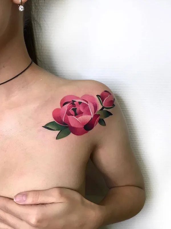 female color realism Tatuaggio su shoulder #27418 | Tatuatore Наталья Сажина