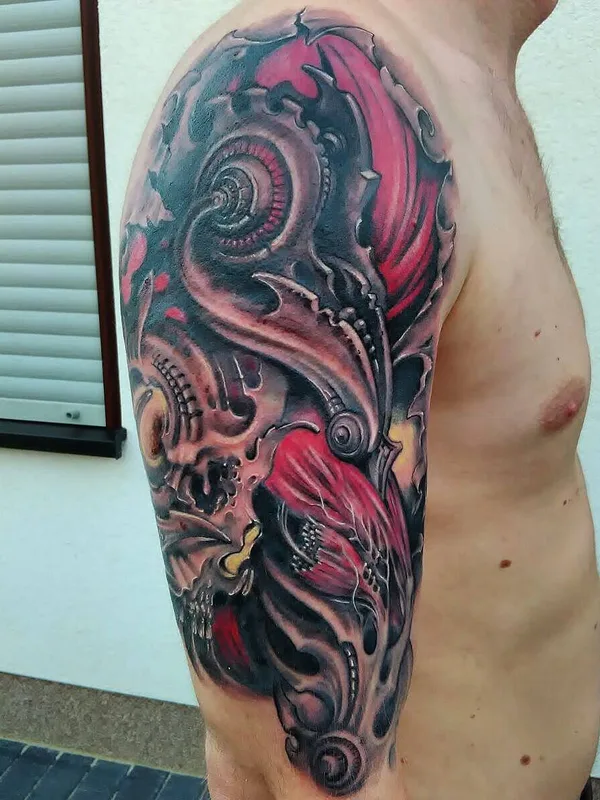 male color biomechanical Tatuaggio su full sleeve #27489 | Tatuatore Андрей Викинг
