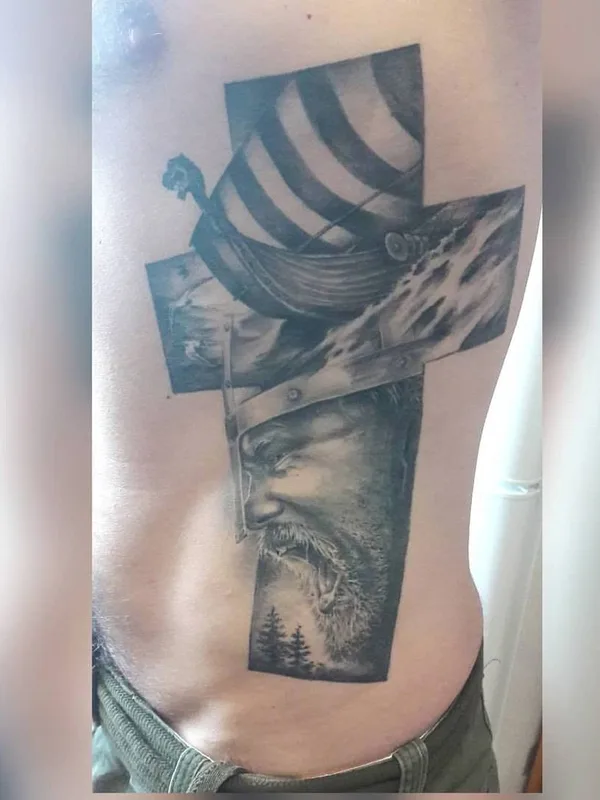 male black and grey realism Tatuaggio su ribcage #27492 | Tatuatore Андрей Викинг
