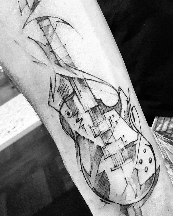 Скетч / Набросочная Guitar tattoo на Предплечье