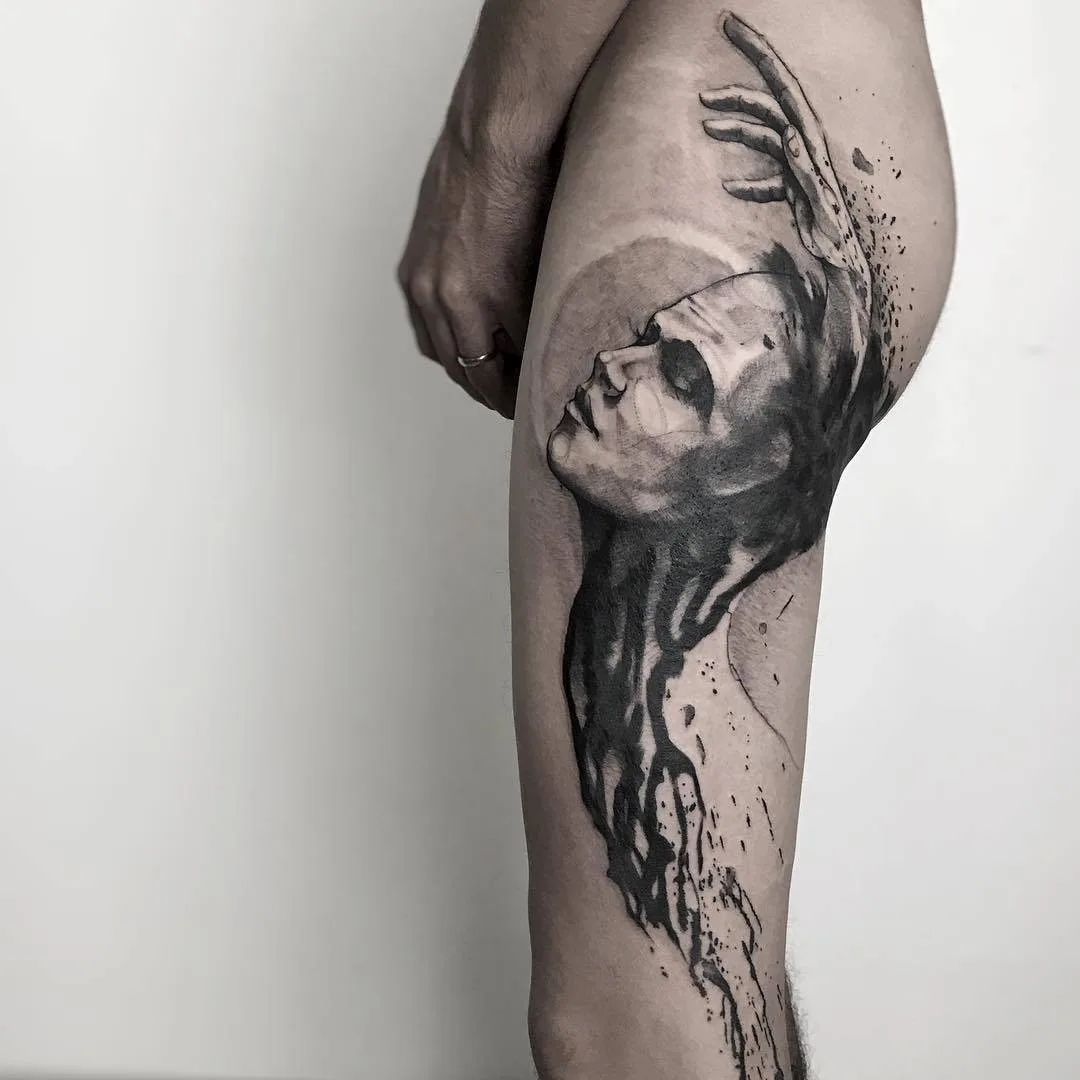 Artista de tattoo Paulo Reis, tattoos em preto com esboço de águacolor estilo autor | São Paulo, Brasil
