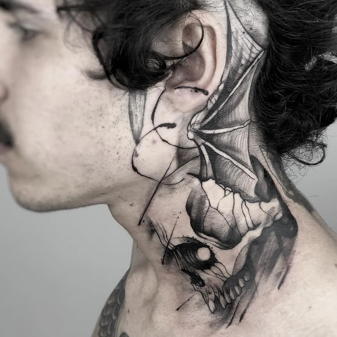 Artista de tattoo Paulo Reis, tattoos em preto com esboço de águacolor estilo autor | São Paulo, Brasil