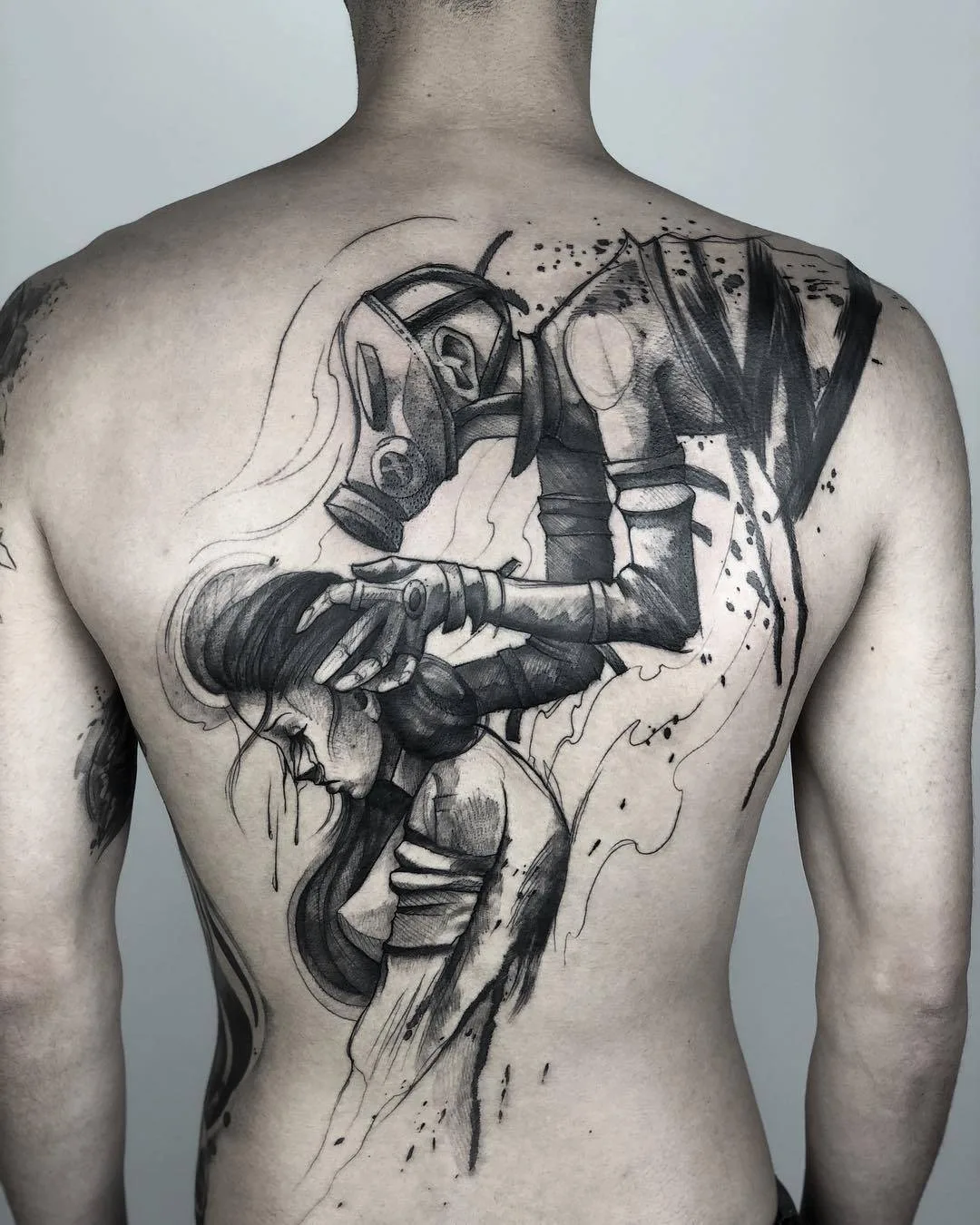 Artista de tattoo Paulo Reis, tattoos em preto com esboço de águacolor estilo autor | São Paulo, Brasil