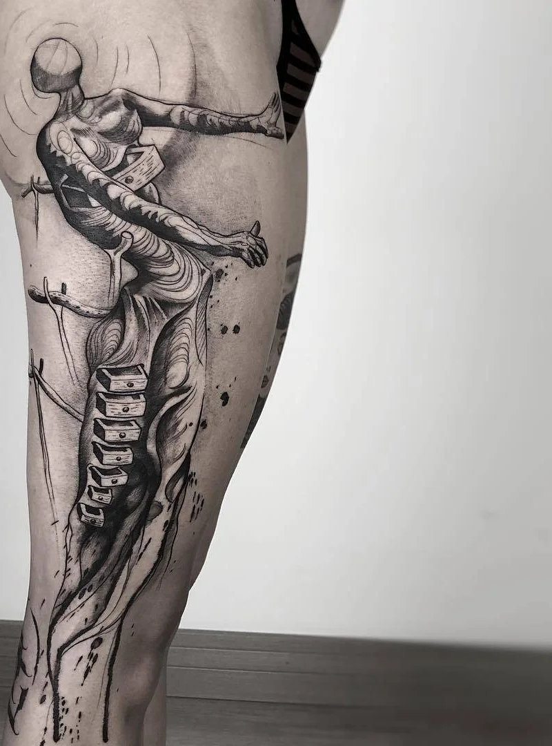 12 Dram&aacute;ticos Tattoos de Paulo Reis em preto com tinta de &aacute;guacolor
