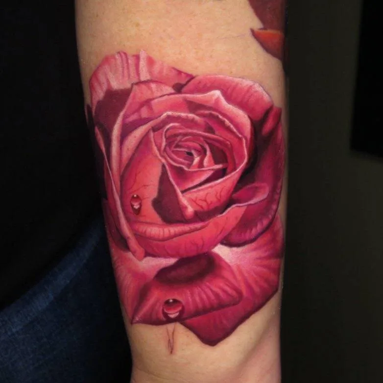 Tattoo artist Jose Guevara Morales authors style color floral realistic tattoo, rose | Hesperia, CA, USA