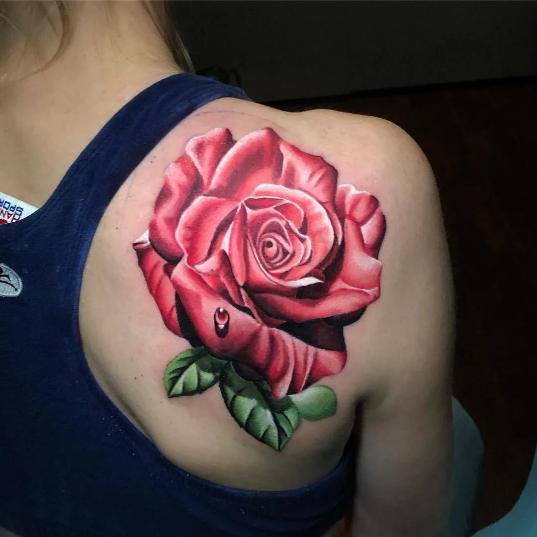 Tattoo artist Jose Guevara Morales authors style color floral realistic tattoo, rose | Hesperia, CA, USA