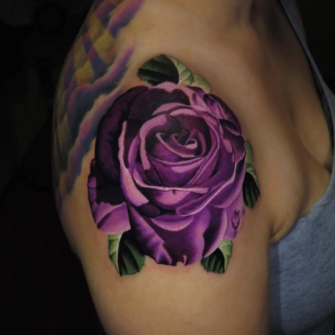 Tattoo artist Jose Guevara Morales authors style color floral realistic tattoo, rose | Hesperia, CA, USA