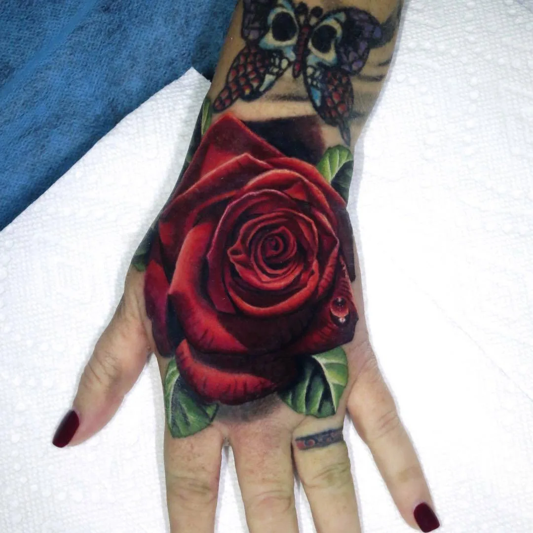 Tattoo artist Jose Guevara Morales authors style color floral realistic tattoo, rose | Hesperia, CA, USA