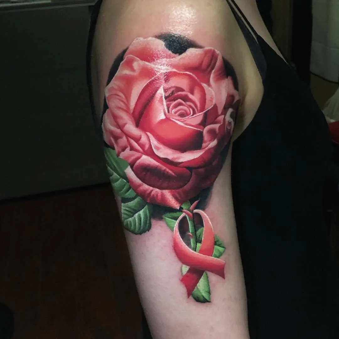 Tattoo artist Jose Guevara Morales authors style color floral realistic tattoo, rose | Hesperia, CA, USA