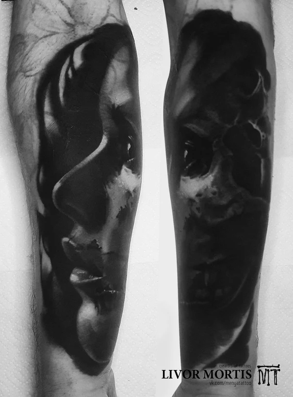 Блэкворк Portrait tattoo на Предплечье