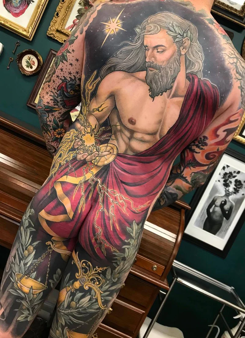 Tatuagem grande de neo tradicional de Samantha Smith