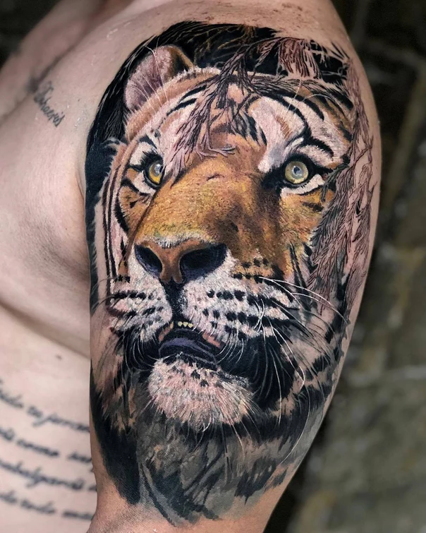 Realism Tiger tattoo on Upper Arm
