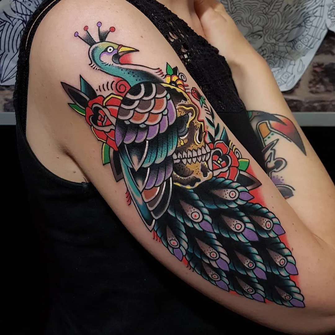 Tattoo artist Eddie Czaicki,  color traditional tattoo, authors style, old school | Paris, France