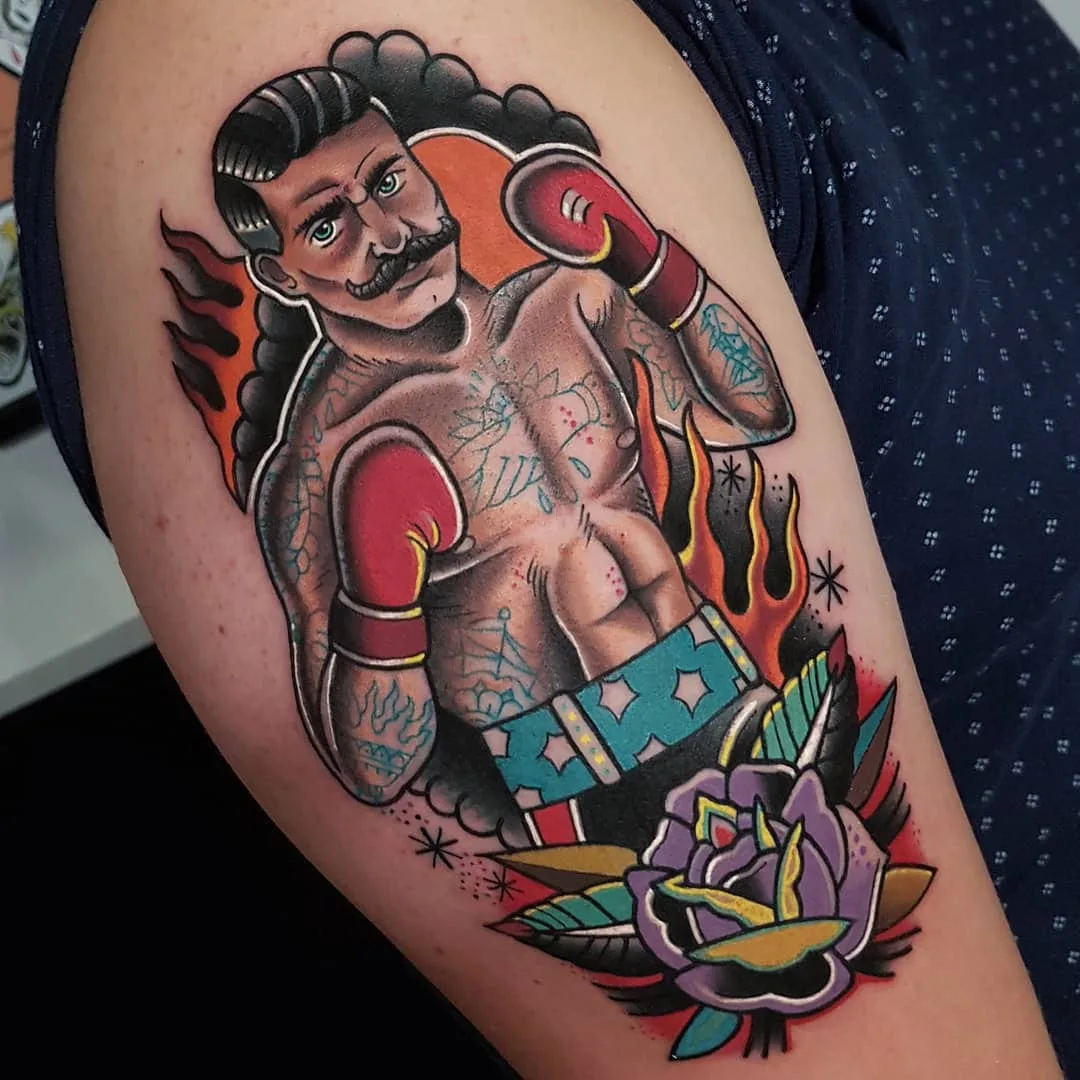Tattoo artist Eddie Czaicki,  color traditional tattoo, authors style, old school | Paris, France