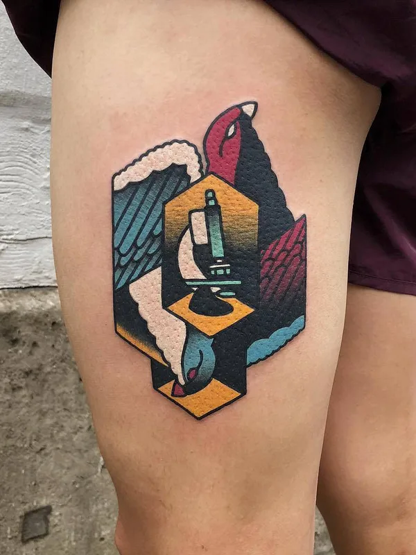 color neo traditional tatouage sur thigh #27289 | Artiste tatoueur David SZ