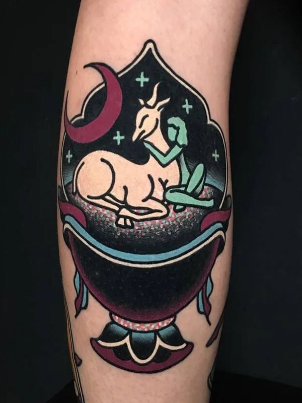 color neo traditional tatouage sur calf #27286 | Artiste tatoueur David SZ