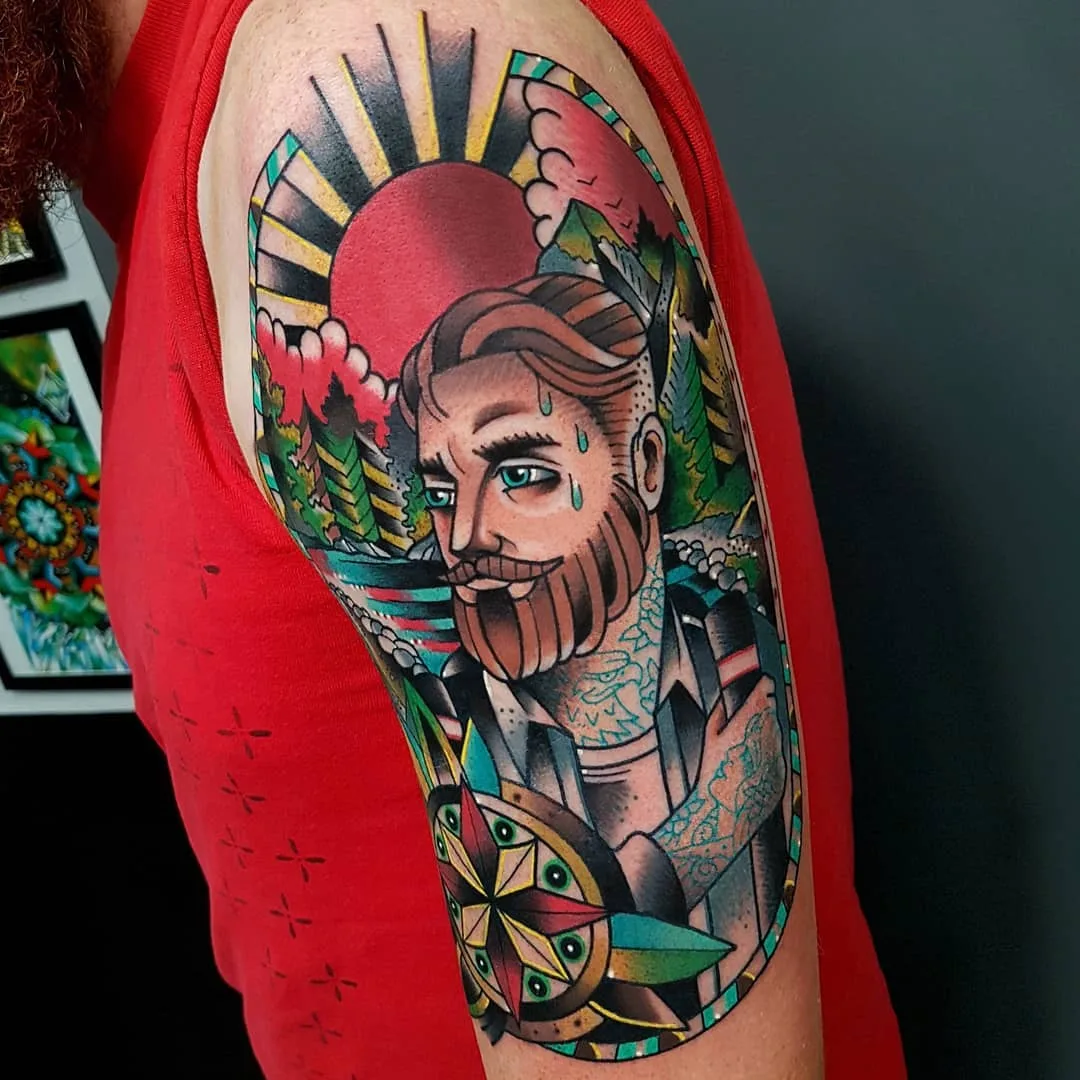 Tattoo artist Eddie Czaicki,  color traditional tattoo, authors style, old school | Paris, France