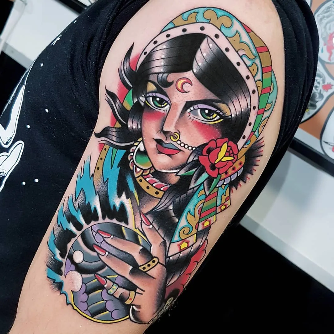 Tattoo artist Eddie Czaicki,  color traditional tattoo, authors style, old school | Paris, France