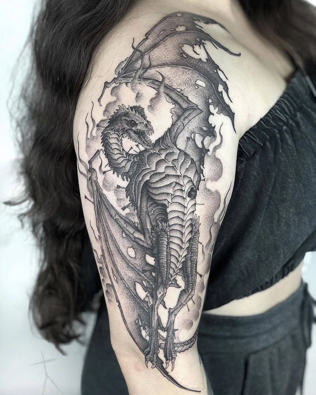 Tattoo artist Christopher Jade, black engraving tattoo, blackwork, whip shading, graphic | The United States
