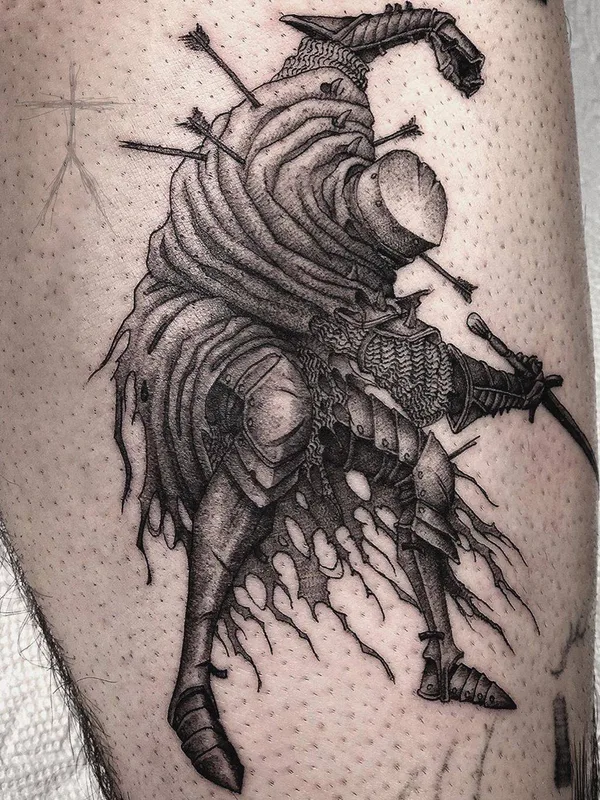 black blackwork Tatuaggio su calf #34250 | Tatuatore Christopher Jade