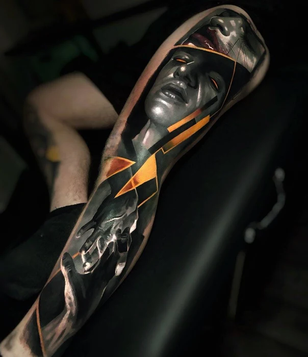 Realism Face, Hand tattoo on Forearm