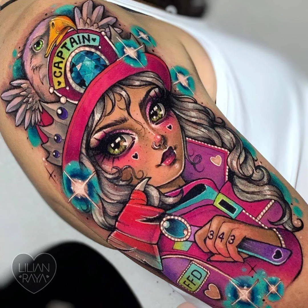 Tattoo artist Lilian Raya, bright color neo traditional tattoo | M&eacute;xico, Mexico