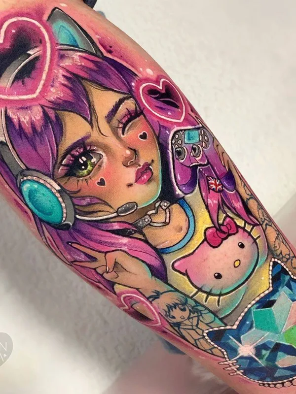 female color anime Tatuaggio su forearm #34539 | Tatuatore Lilian Raya