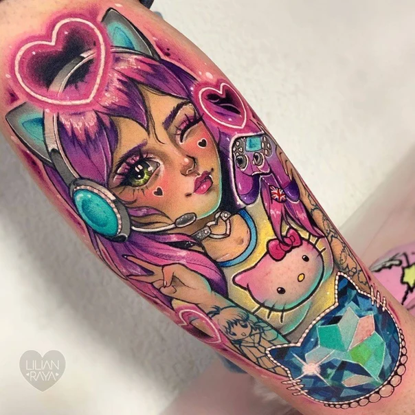 Anime Anime, Heart tattoo on Forearm