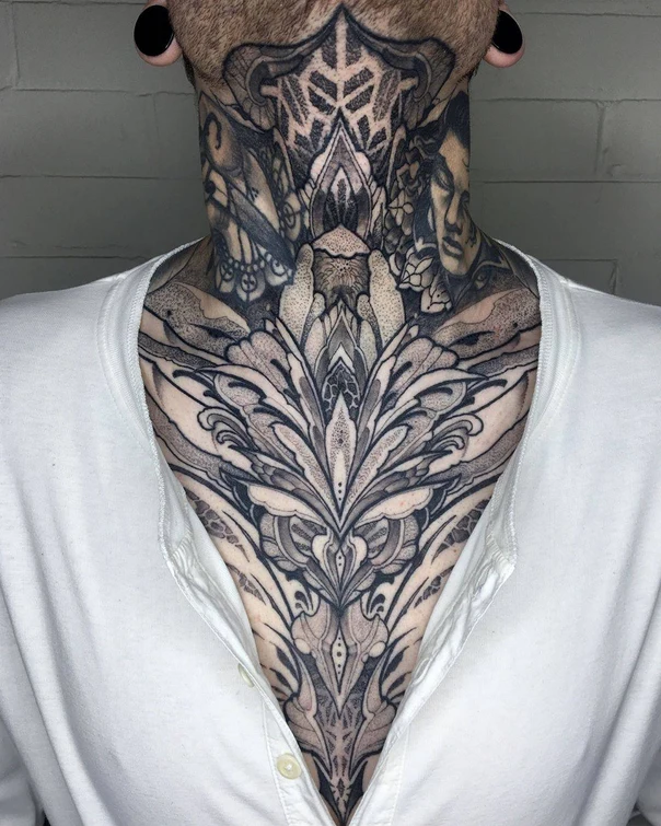 Ornamental Floral, Mandala tattoo on Chest