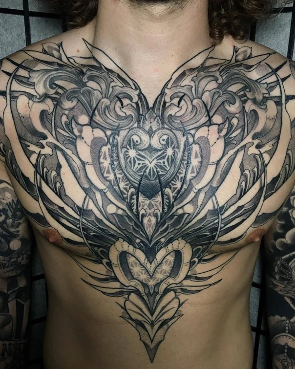 Ornamental Geometric, Mandala tattoo on Chest