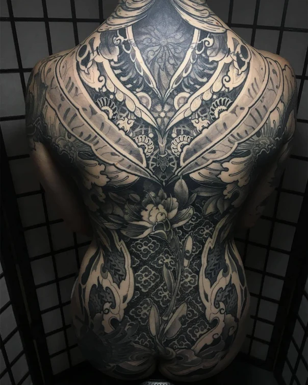 Japanese Floral, Cloud tattoo on Full Back