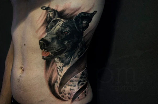 Реализм Dog tattoo на Бок