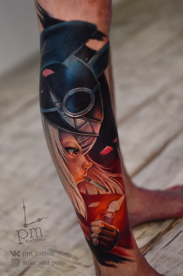 Аниме Anime character, Cigarette tattoo на Икра