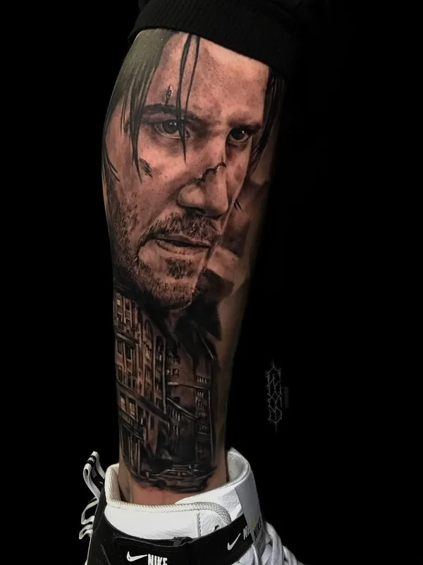 black and grey realism Tatuaggio su calf #38482 | Tatuatore Евгений Сердюк