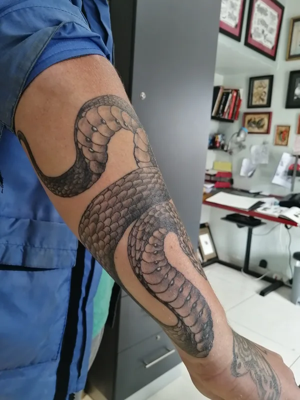 black and grey black and grey 纹身 在 forearm #46635 | 纹身师 red webz tattoo studio
