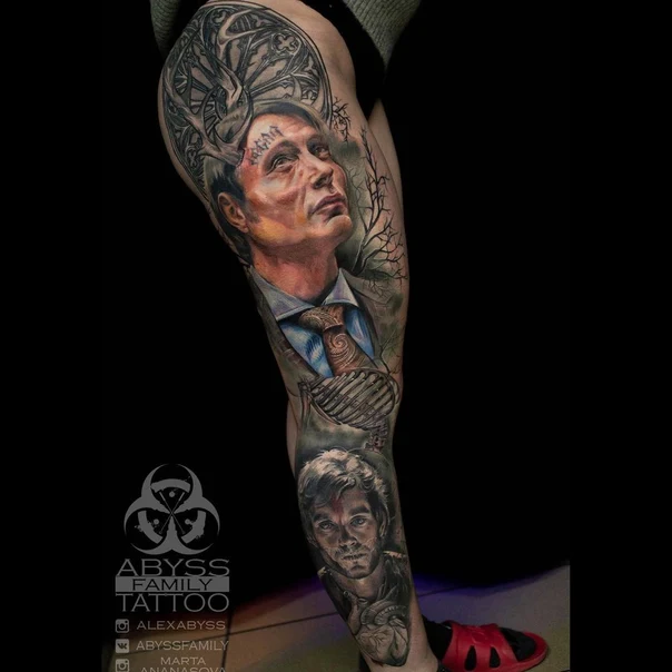 Реализм Portrait, Biomechanical tattoo на Full leg