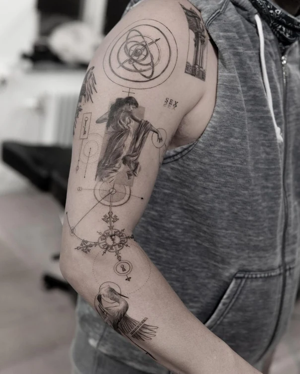 Sketch Figure, Geometric tattoo on Forearm