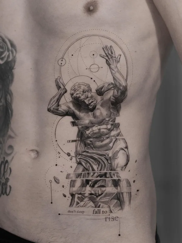 male black and grey realism Tatuaggio su ribcage #46924 | Tatuatore Evan Summers