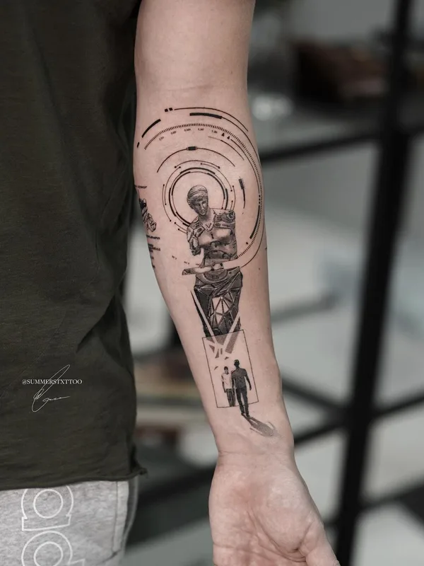 black and grey blackwork Tatuaggio su forearm #46918 | Tatuatore Evan Summers