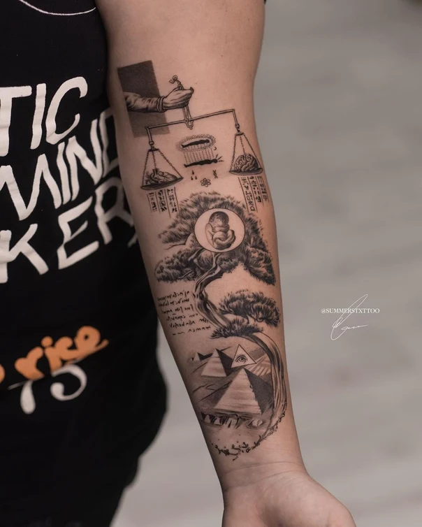 Скетч / Набросочная Scales, Brain tattoo на Предплечье
