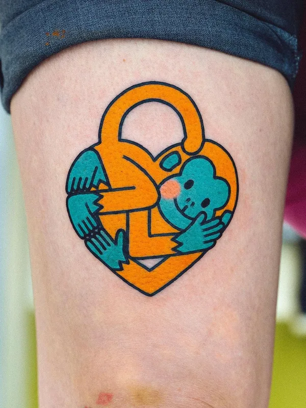 color cartoon tatouage sur thigh #47130 | Artiste tatoueur Huh Loves You