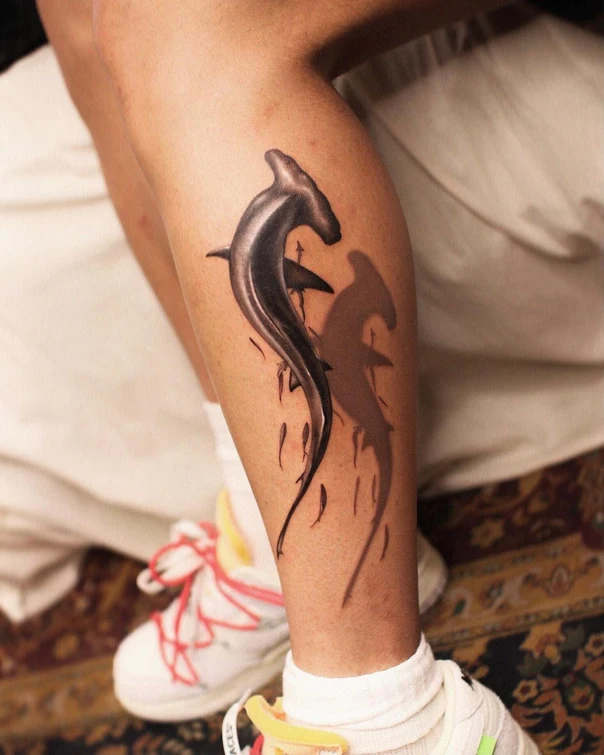 Realism Shark tattoo on Calf