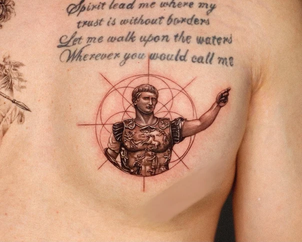 Realism Figure, Compass tattoo on Chest