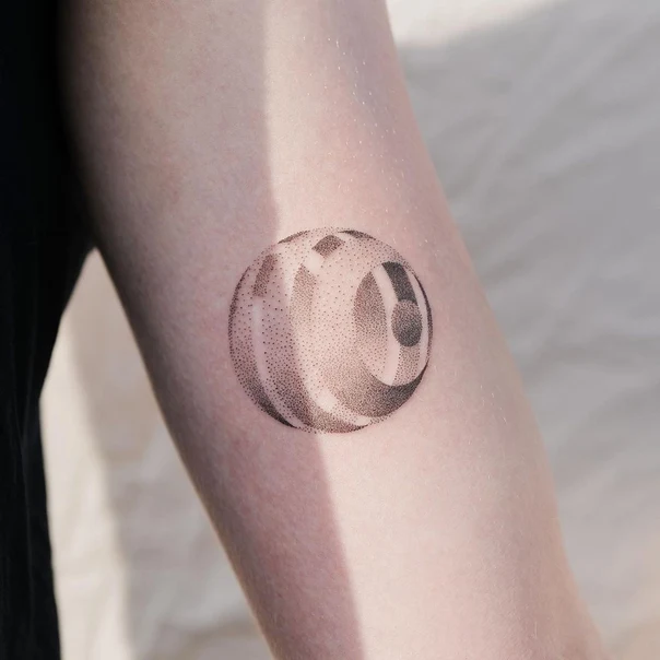 Dotwork Sphere, Geometric tattoo on Forearm