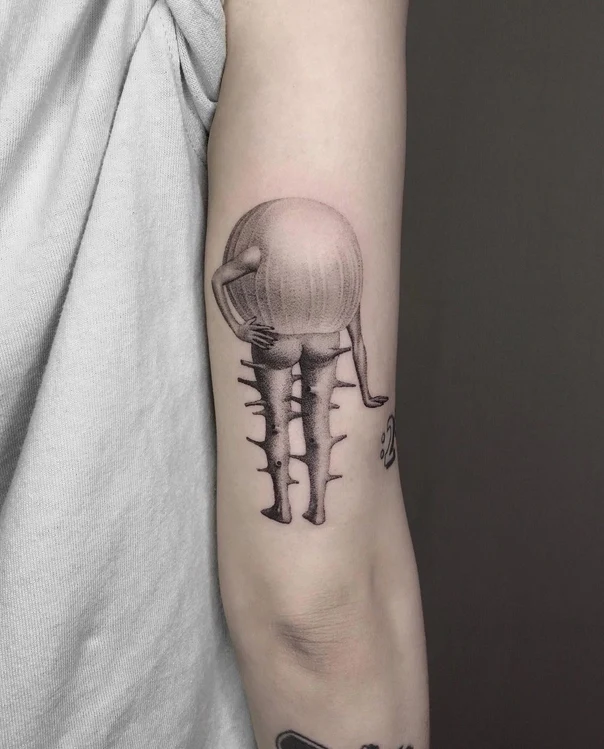 Surrealism Human figure, Abstract tattoo on Forearm