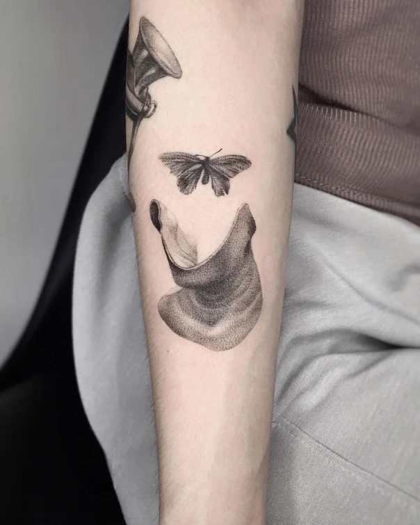 Black & Grey Butterfly, Abstract tattoo on Forearm