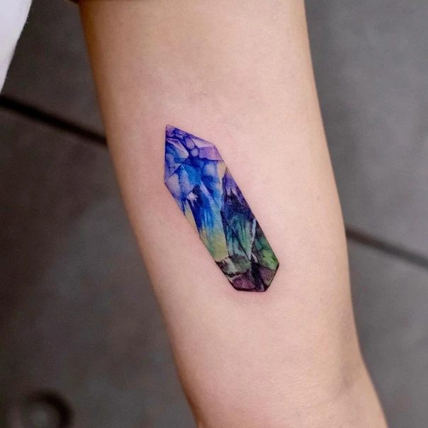 Watercolor Crystal tattoo on Forearm