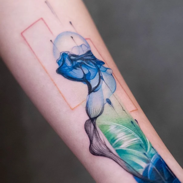 Abstract Floral, Geometric tattoo on Forearm