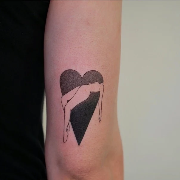 Linework Heart, Figure tattoo on Forearm